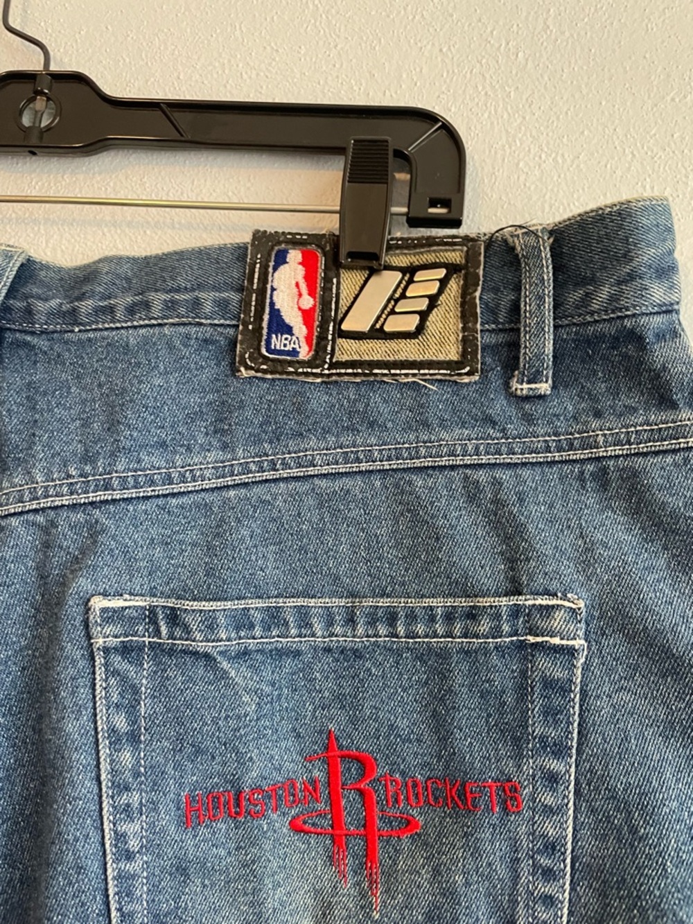 Men's Blue Denim Jean Shorts with Red Rockets Logo - Picture 10 of 14
